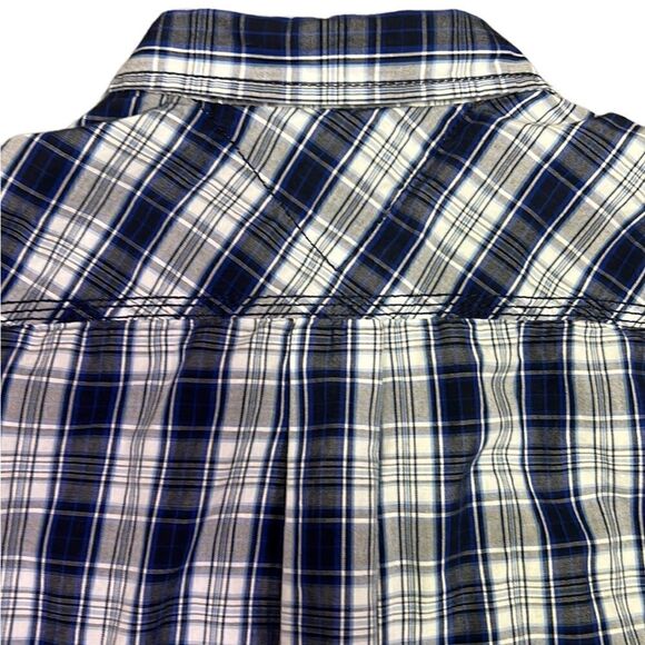 GORGEOUS Tommy Hilfiger Boys Large 14/16 Blue Grey White Plaid Button Down Shirt - Picture 5 of 12